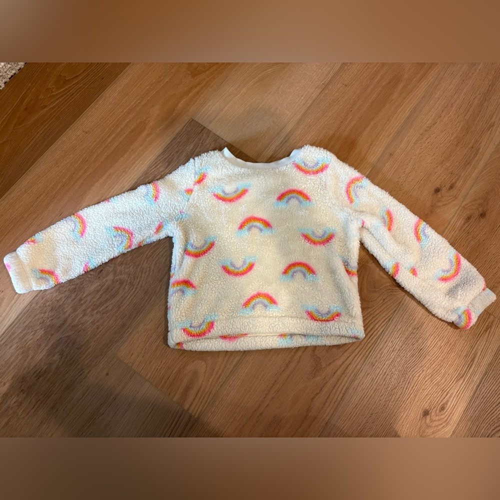 Cat & Jack Cream Fleece Sweater with Rainbow Accents